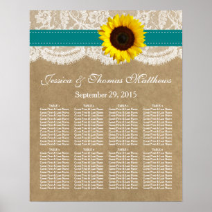 The Kraft, Lace & Sunflower Collection - Teal Poster