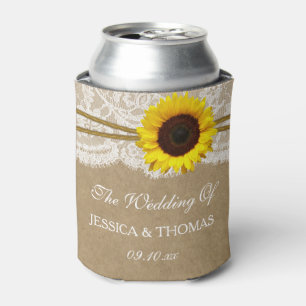 The Kraft, Lace & Sunflower Wedding Collection Can Cooler