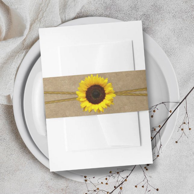 The Kraft, Lace & Sunflower Wedding Collection Invitation Belly Band (Creator Uploaded)