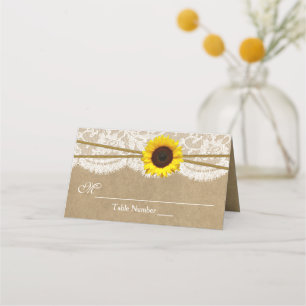 The Kraft, Lace & Sunflower Wedding Collection Place Card