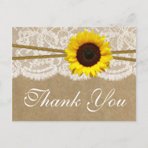 The Kraft, Lace & Sunflower Wedding Collection Postcard