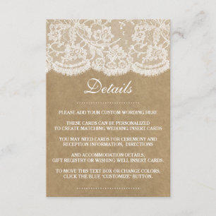 The Kraft & Lace Wedding Collection Enclosure Card