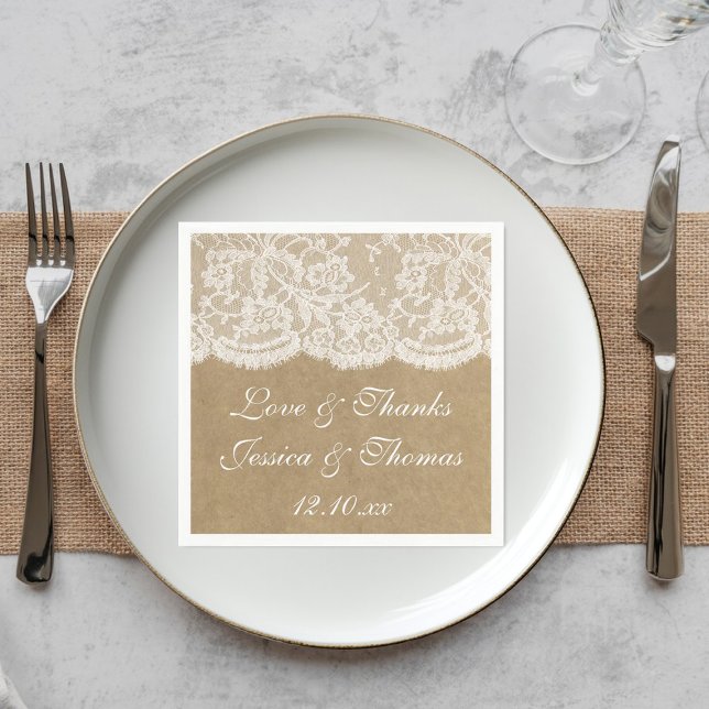 The Kraft & Lace Wedding Collection Napkin (Creator Uploaded)