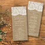 The Kraft & Lace Wedding Collection Programs Programme<br><div class="desc">The Kraft & lace collection is a stunning design featuring a lovely rustic Kraft paper effect background with a romantic vintage white lace effect trim. These programs can be personalised for your special occasion and would make the perfect template for rustic weddings, bridal showers, engagement parties, birthday parties and much,...</div>