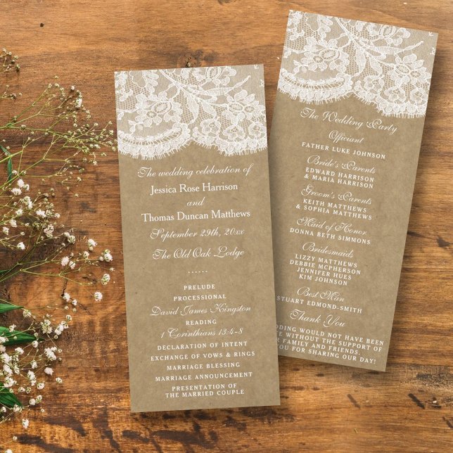 The Kraft & Lace Wedding Collection Programs Rack Card (Creator Uploaded)