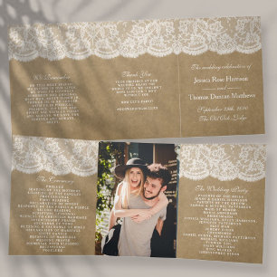 The Kraft & Lace Wedding Collection Tri-Fold Programme