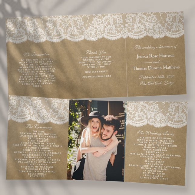 The Kraft & Lace Wedding Collection Tri-Fold Programme (Creator Uploaded)