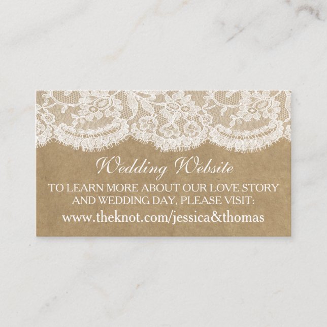 The Kraft & Lace Wedding Collection Website Cards (Front)
