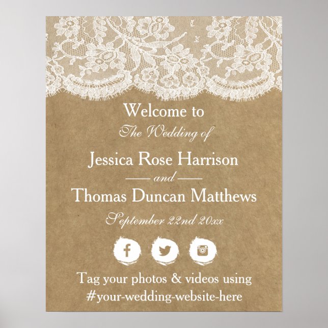 The Kraft & Lace Wedding Collection Welcome Poster (Front)
