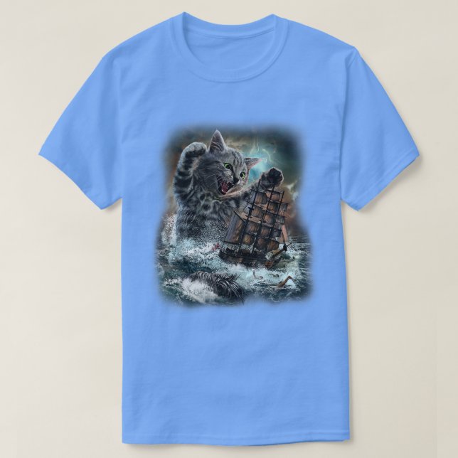 The Kraken is Legendary Sea Monster of Giant Cat T-Shirt (Design Front)