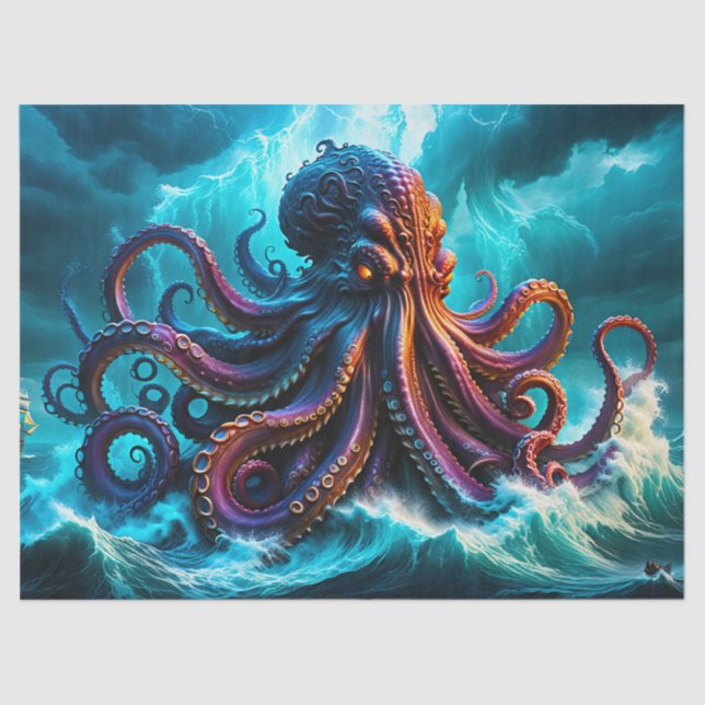 The Kraken Octopus Monster Decoupage  Tissue Paper (Front)