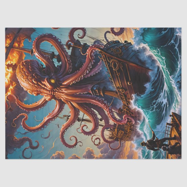 The Kraken Sea Monster Decoupage Tissue Paper (Front)