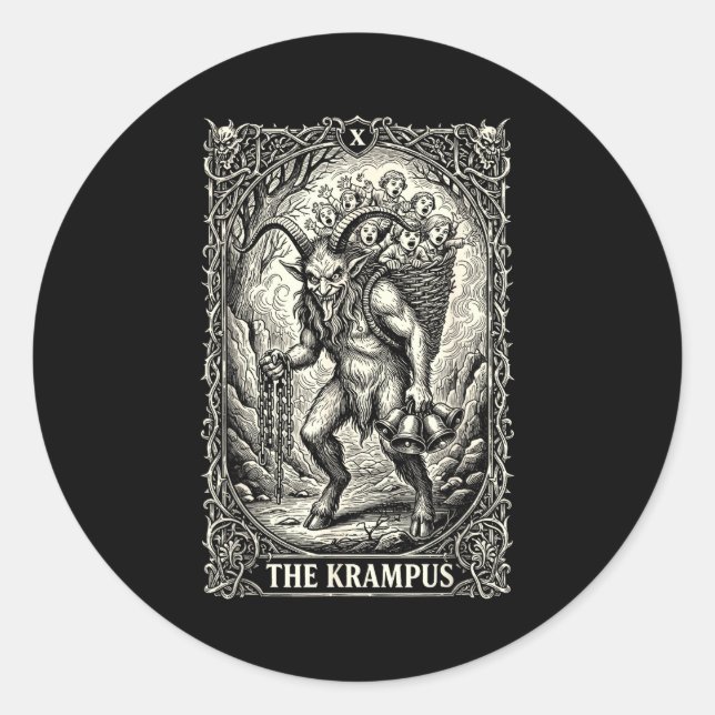 The Krampus Tarot Card Goth Witchy Black Pajamas C Classic Round Sticker (Front)