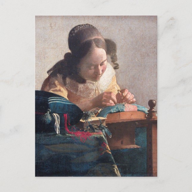 The Lacemaker by Johannes Vermeer Postcard (Front)
