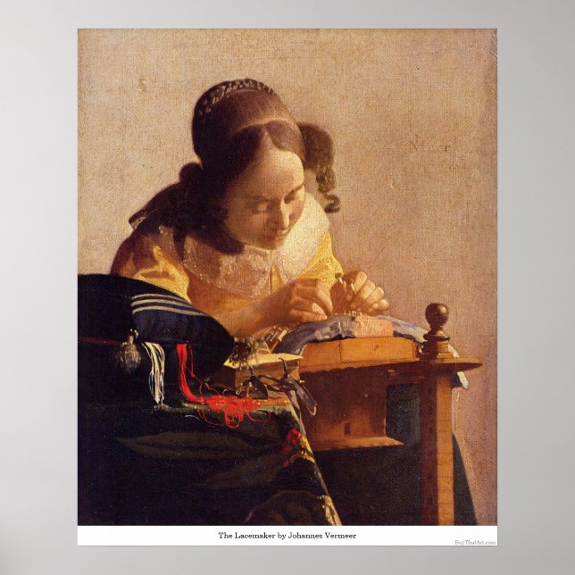 The Lacemaker by Johannes Vermeer Poster (Front)