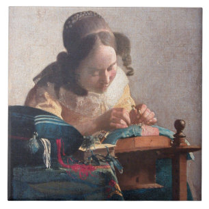 The Lacemaker, Johannes Vermeer Tile
