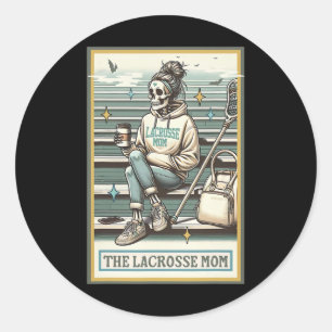 The Lacrosse Mum Skeleton Tarot Card Funny Mother' Classic Round Sticker