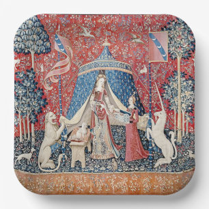 The Lady and the Unicorn 1500 Paris Tapestry Paper Plate