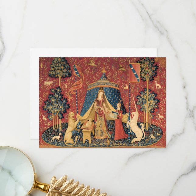 The Lady and The Unicorn by Old Master Thank You Card (Front/Back In Situ)