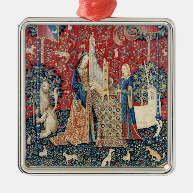 The Lady and the Unicorn, Hearing Metal Tree Decoration (Front)