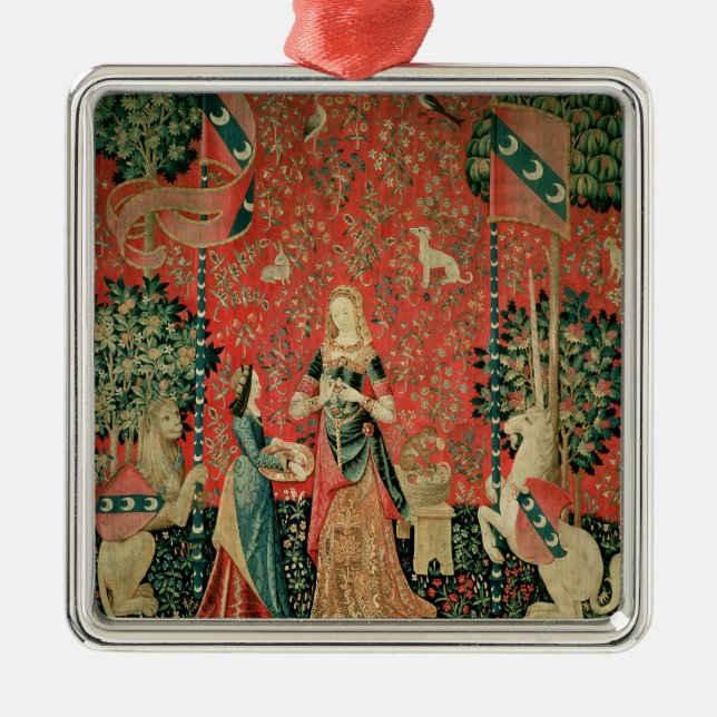 The Lady and the Unicorn: 'Smell' Metal Tree Decoration (Front)