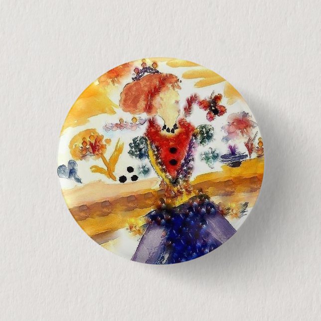 THE LADY COLLECTION (WATERCOLORS) 3 CM ROUND BADGE (Front)
