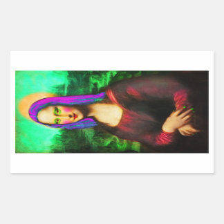 the lady mona lisa rectangular sticker