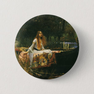 The Lady of Shalott On Boat by JW Waterhouse 6 Cm Round Badge