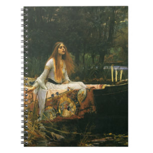 The Lady of Shalott On Boat by JW Waterhouse Spiral Notebook