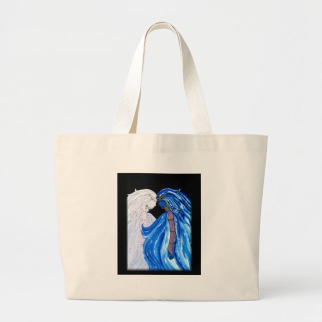 The Lady of the Blue Flame Large Tote Bag (Front)