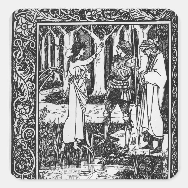 The Lady of the Lake telleth Arthur Square Sticker (Front)