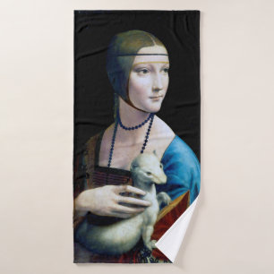 The Lady with an Ermine, Leonardo da Vinci Bath Towel