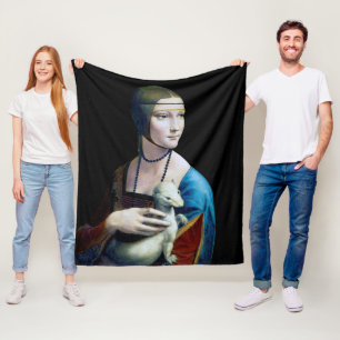 The Lady with an Ermine, Leonardo da Vinci Fleece Blanket