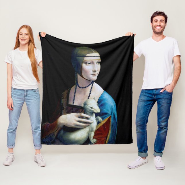 The Lady with an Ermine, Leonardo da Vinci Fleece Blanket (In Situ)