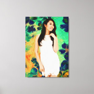 The Lady with Spring Flowers Canvas Print