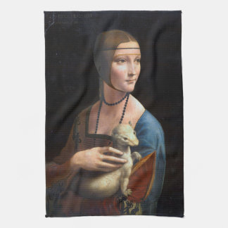 The lady with the weasel by Leonardo da Vinci rena Tea Towel