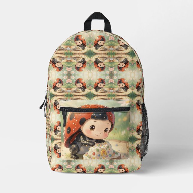 The Ladybug and the Hidden Nectar Kingdom Printed Backpack (Front)