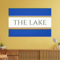 THE LAKE Blue White Orange Brown Racing Stripes