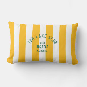 The Lake Club Green Crest Yellow Nautical Stripe Lumbar Cushion