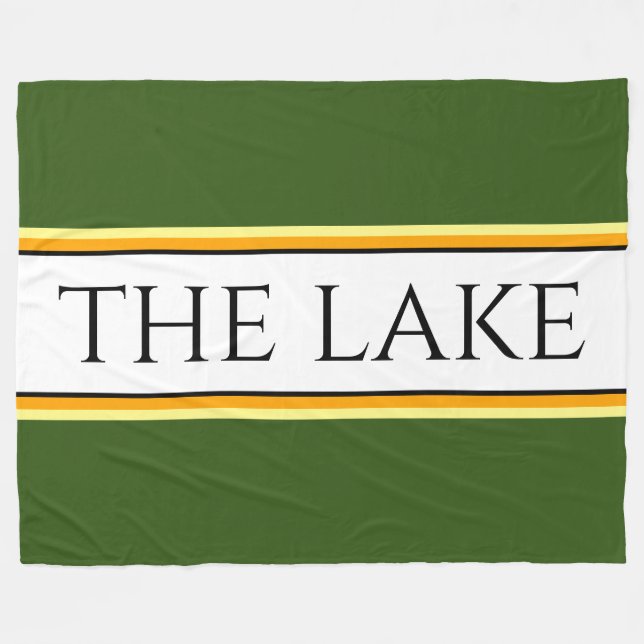 THE LAKE Forest Green White Orange Racing Stripes Fleece Blanket (Front (Horizontal))