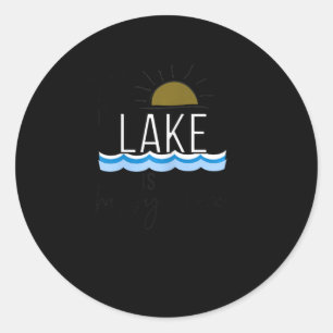 The Lake Is My Happy Place Boating Gift Classic Round Sticker