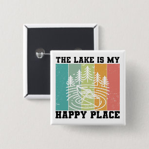 The lake is my Happy Place Distressed Vintage Lake 15 Cm Square Badge