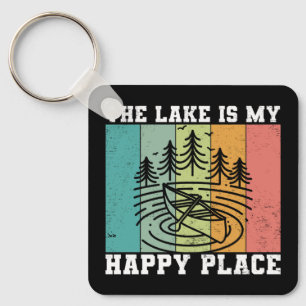The lake is my Happy Place Distressed Vintage Lake Key Ring