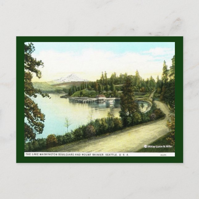 The Lake Washington Boulevard and Mount Rainier, S Postcard (Front)