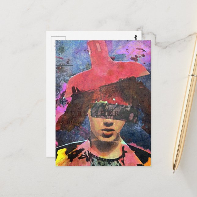 The Lampshade Hat Lady Postcard (Front/Back In Situ)