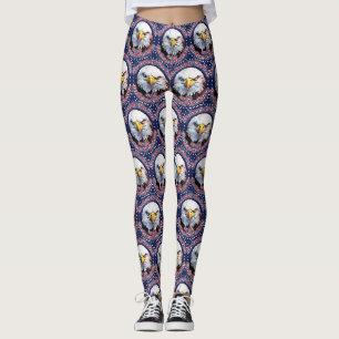 The Land Of The Free Home Brown Eagle Blue Leggings