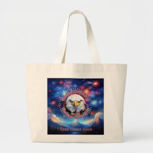 The Land Of The Free Home Brown Eagle Fireworks M Large Tote Bag