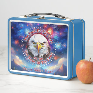 The Land Of The Free Home Brown Eagle Fireworks M Metal Lunch Box