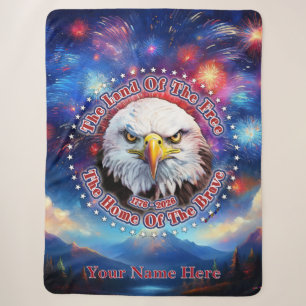 The Land Of The Free Home Brown Eagle Fireworks M Sherpa Blanket