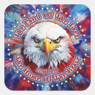 The Land Of The Free The Home Of Red Eagle Firewor Square Sticker